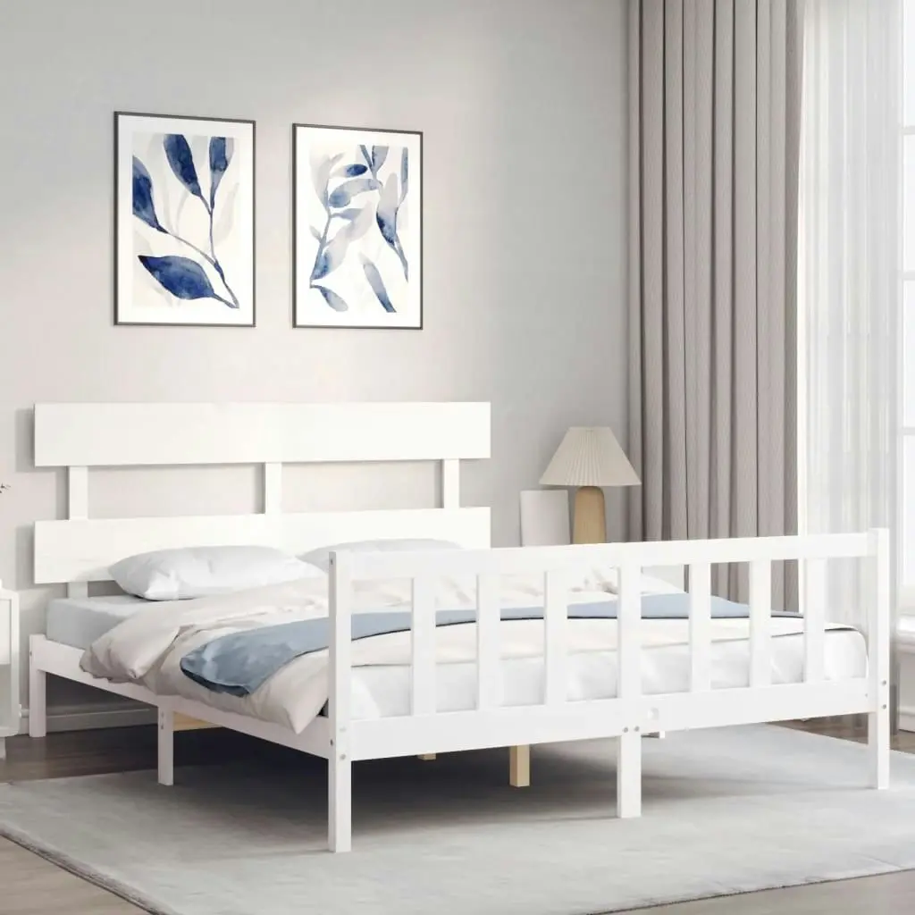 Bed Frame without Mattress White 150x200 cm Solid Wood Pine 3193277