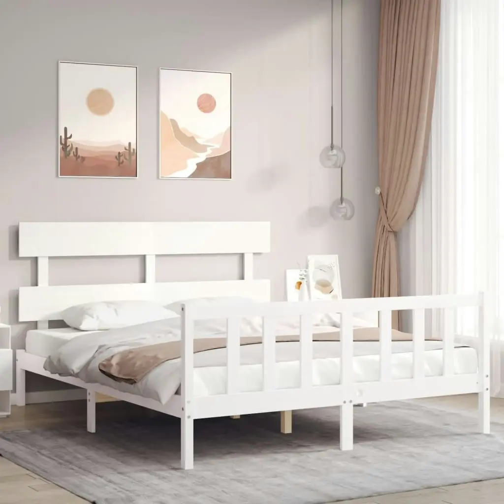 Bed Frame without Mattress White 150x200 cm Solid Wood Pine 3193277