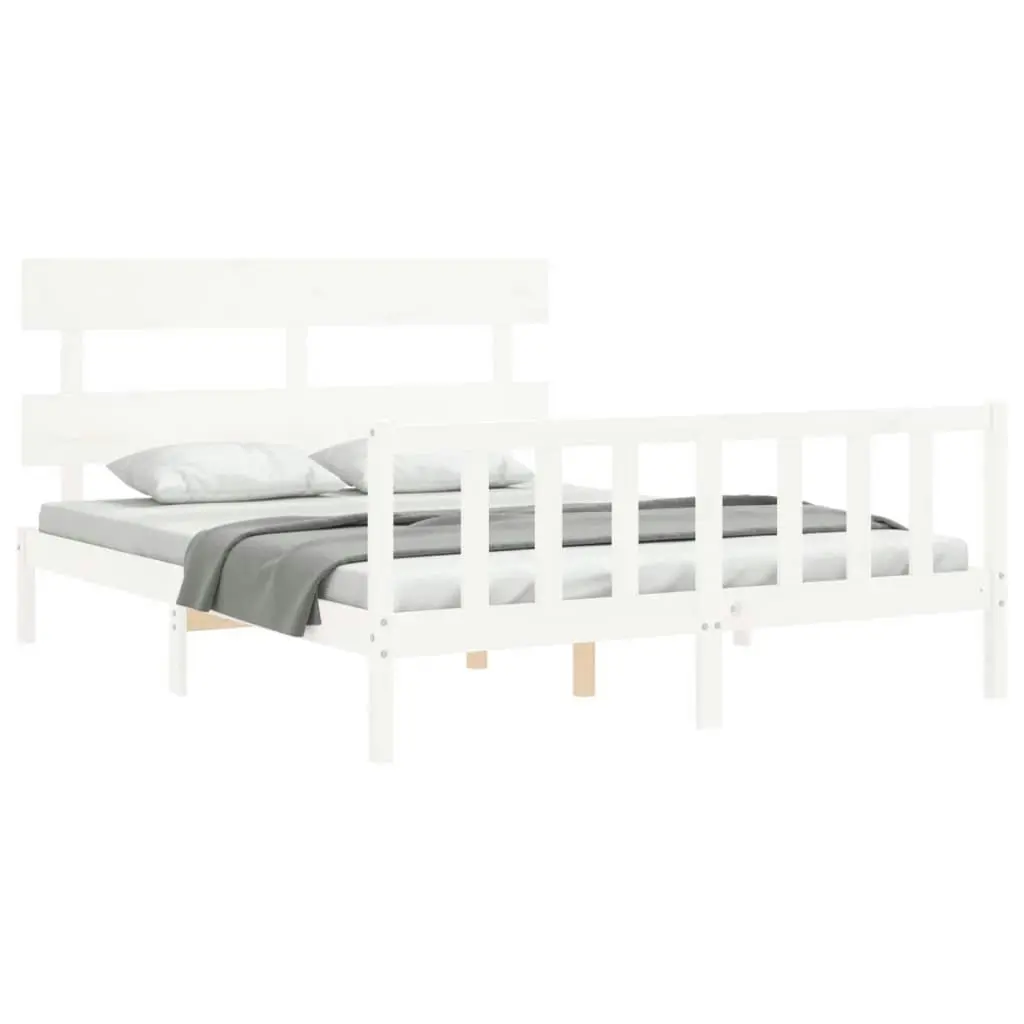 Bed Frame without Mattress White 150x200 cm Solid Wood Pine 3193277