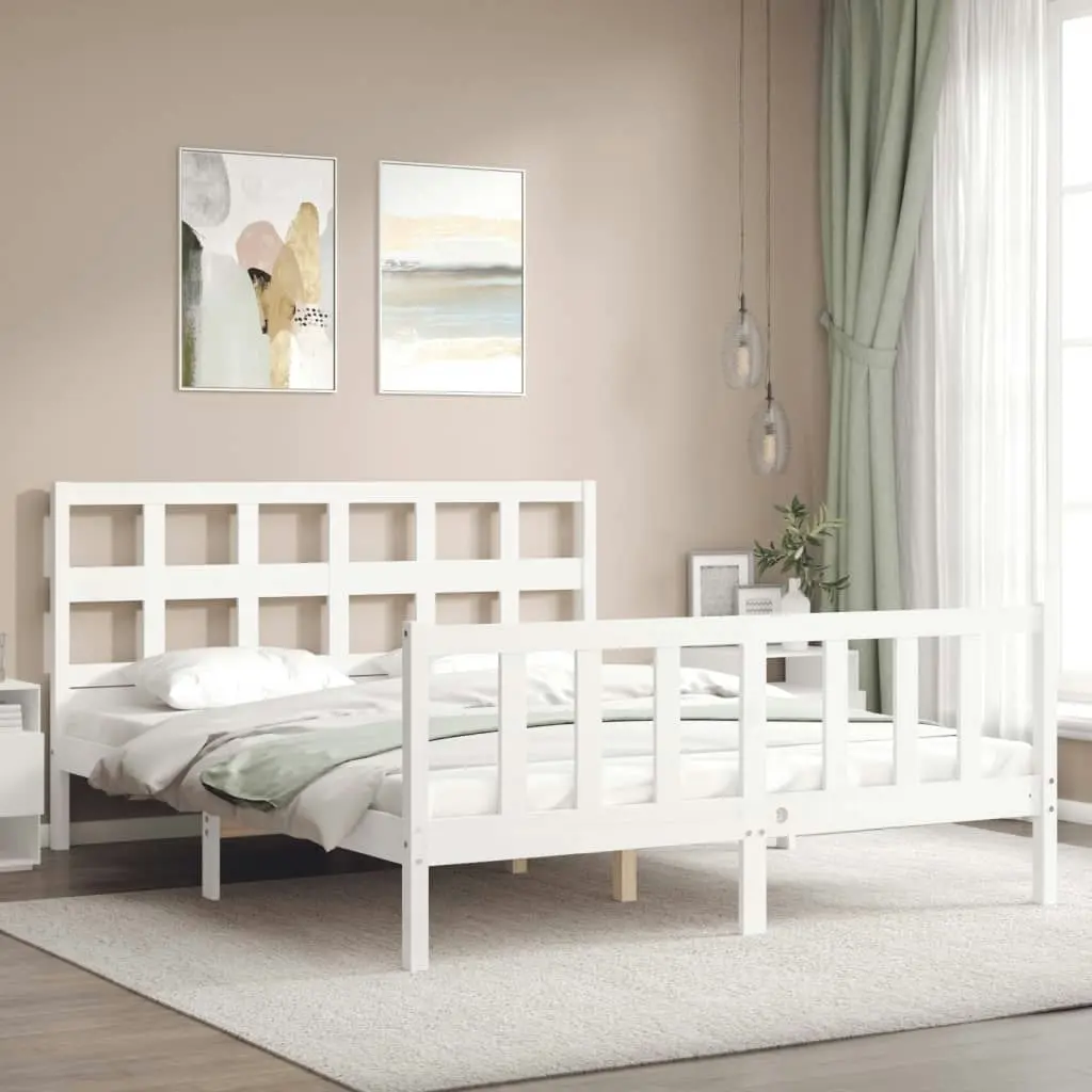 Bed Frame without Mattress White 150x200 cm Solid Wood Pine 3193017