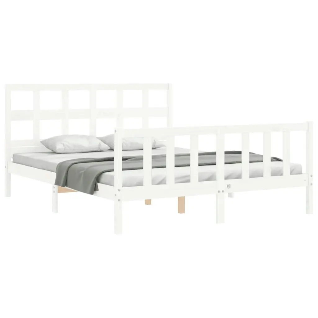 Bed Frame without Mattress White 150x200 cm Solid Wood Pine 3193017