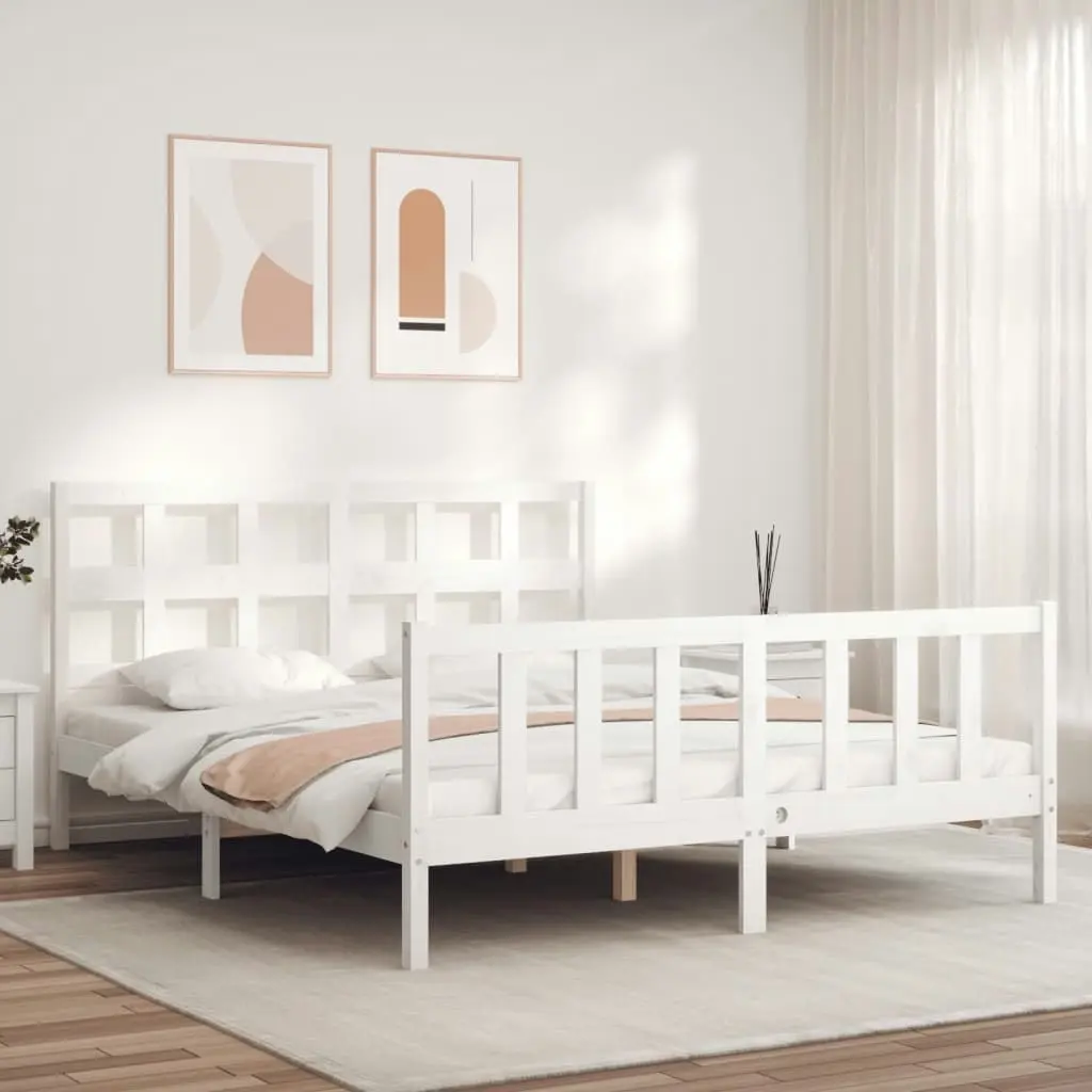 Bed Frame without Mattress White 150x200 cm Solid Wood Pine 3193017