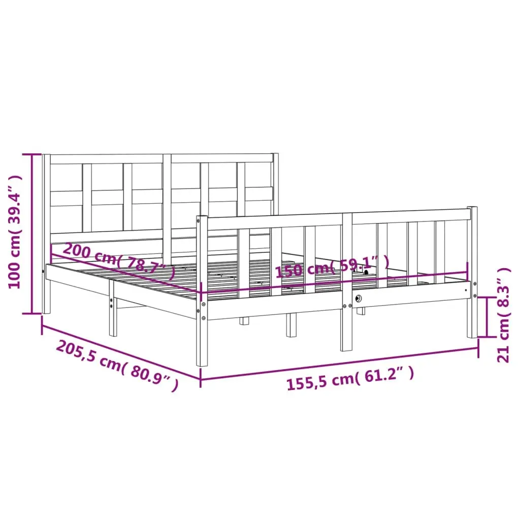 Bed Frame without Mattress White 150x200 cm Solid Wood Pine 3193017