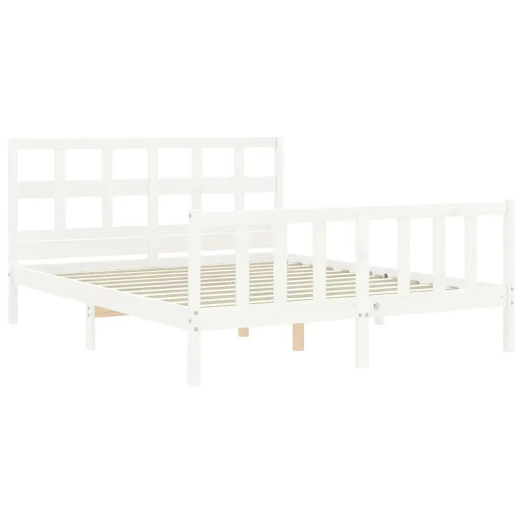 Bed Frame without Mattress White 150x200 cm Solid Wood Pine 3193017