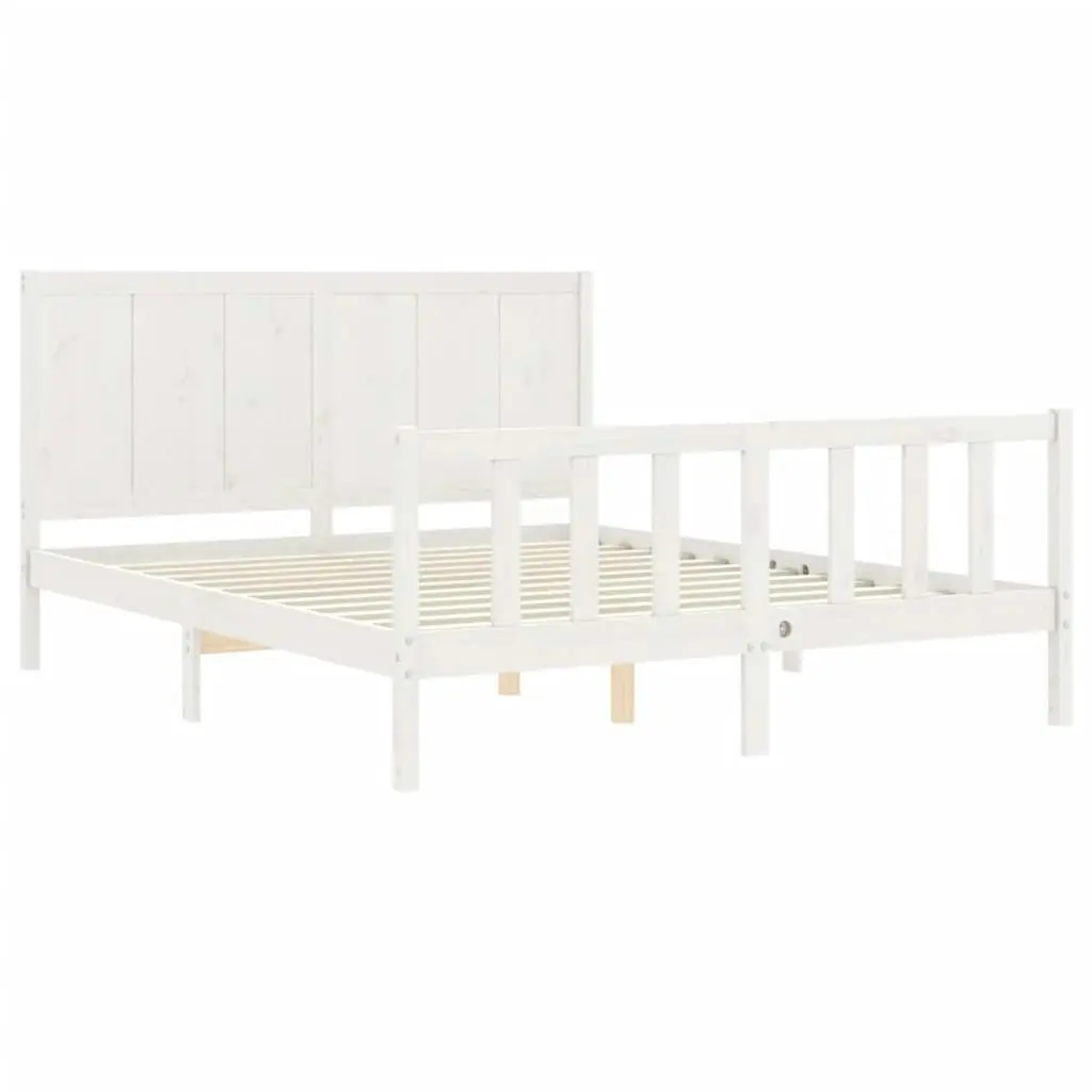 Bed Frame without Mattress White 150x200 cm Solid Wood Pine 3192627