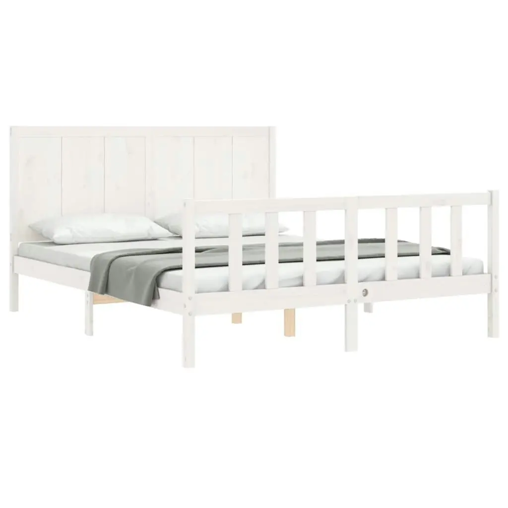 Bed Frame without Mattress White 150x200 cm Solid Wood Pine 3192627