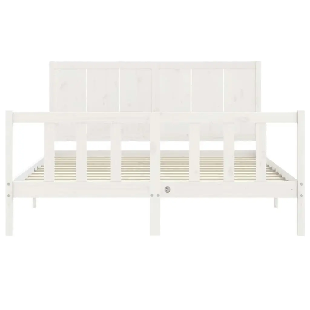 Bed Frame without Mattress White 150x200 cm Solid Wood Pine 3192627