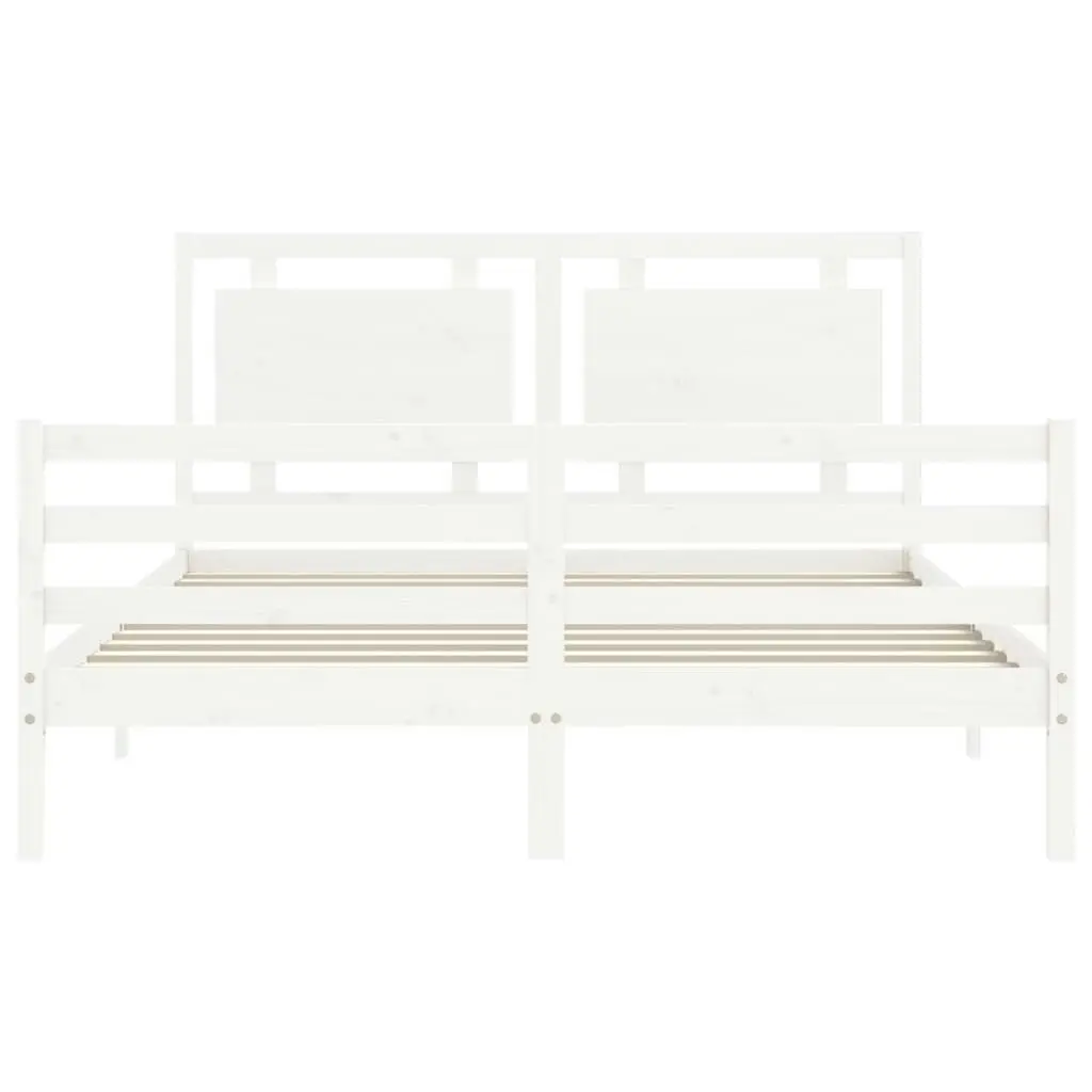 Bed Frame with Headboard White 153x203 cm Queen Solid Wood 3194057