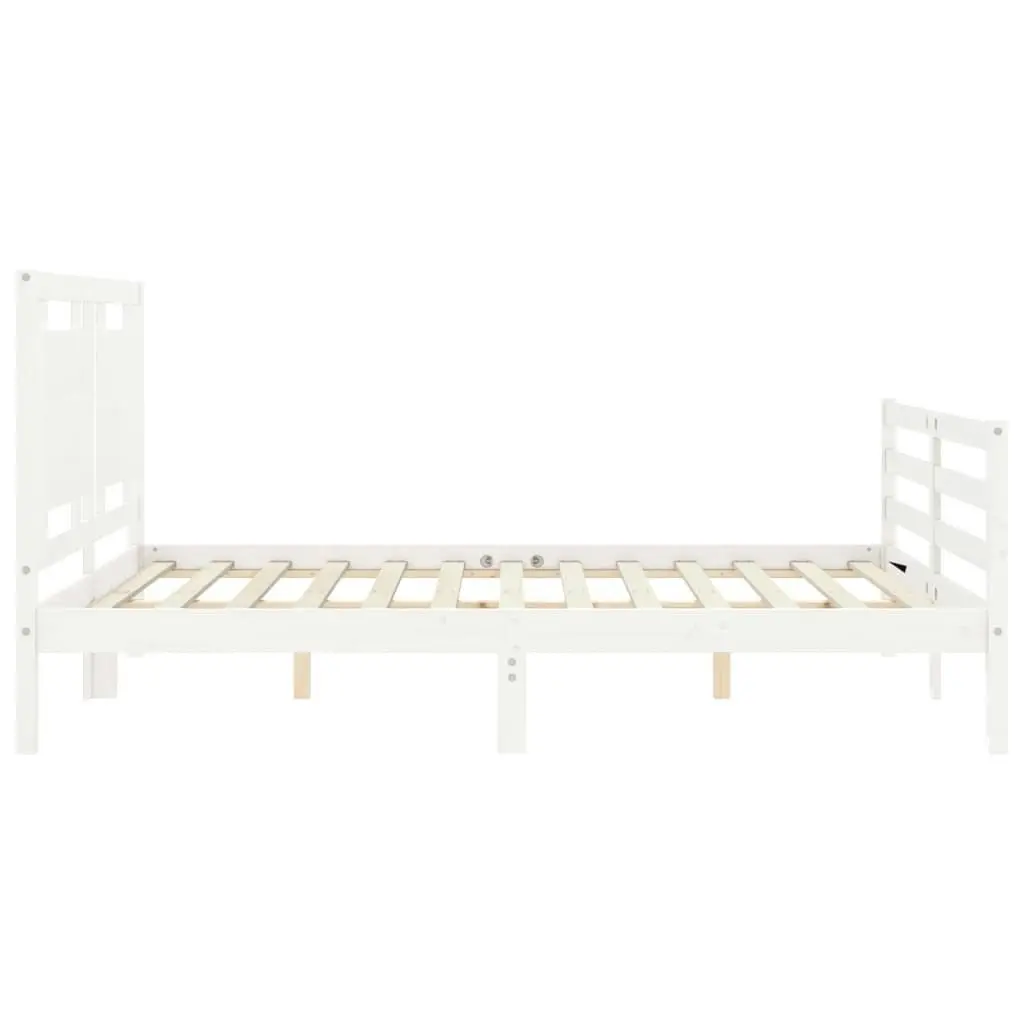 Bed Frame with Headboard White 153x203 cm Queen Solid Wood 3194057