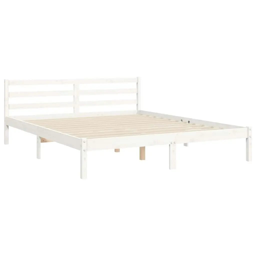 Bed Frame with Headboard White 153x203 cm Queen Solid Wood 3194057