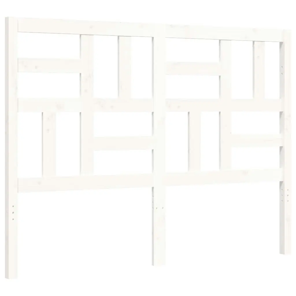 Bed Frame with Headboard White 137x187 cm Double Solid Wood 3194872