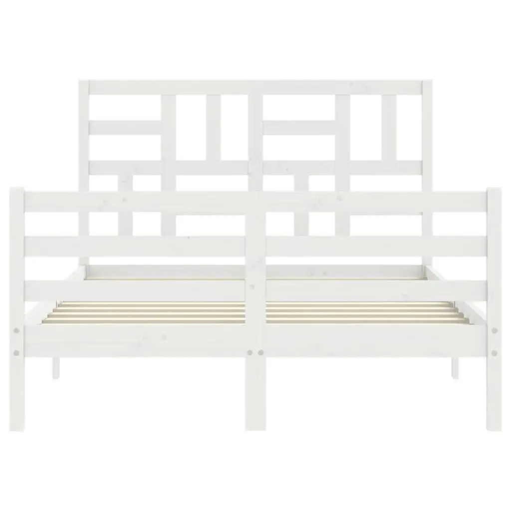 Bed Frame with Headboard White 137x187 cm Double Solid Wood 3194872