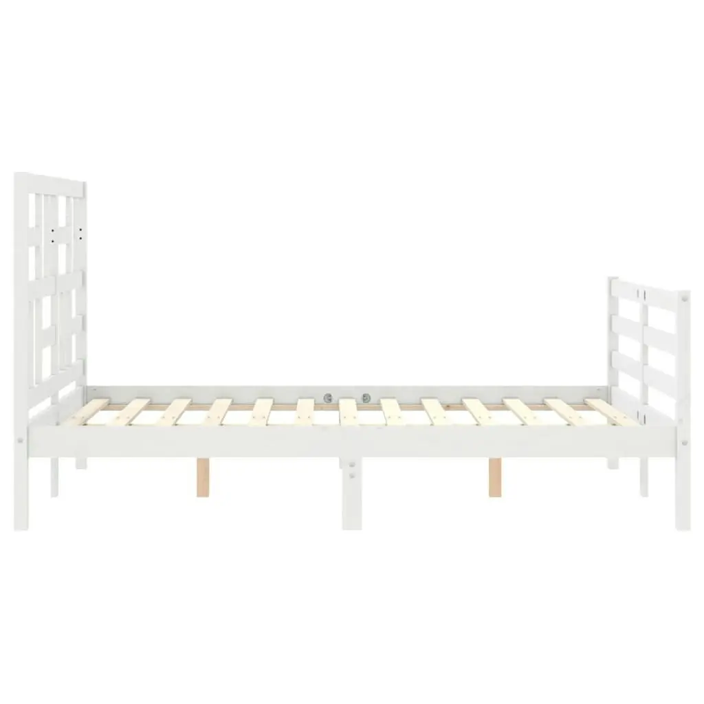 Bed Frame with Headboard White 137x187 cm Double Solid Wood 3194872