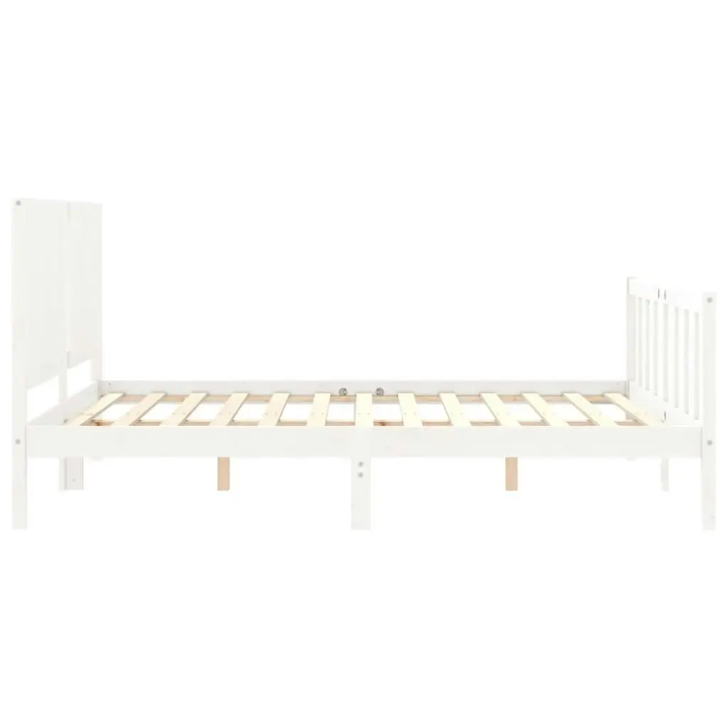 Bed Frame without Mattress White 150x200 cm Solid Wood Pine 3192952