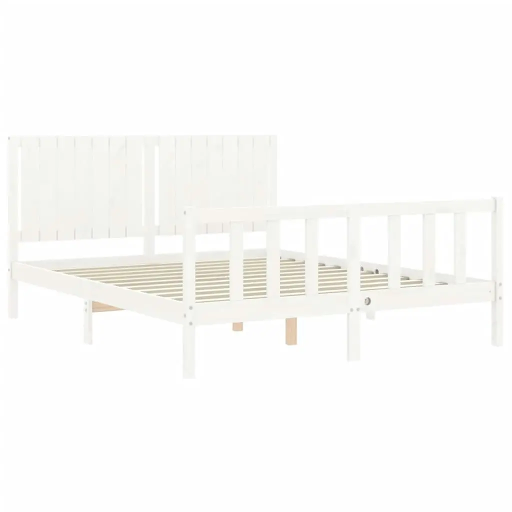 Bed Frame without Mattress White 150x200 cm Solid Wood Pine 3192952