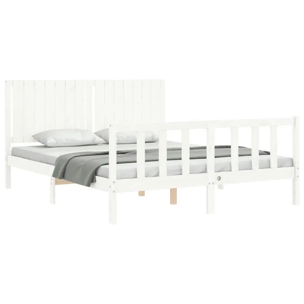 Bed Frame without Mattress White 150x200 cm Solid Wood Pine 3192952