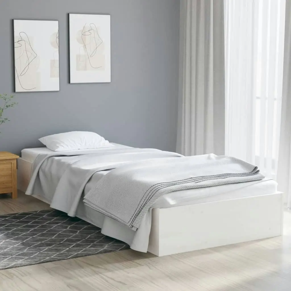 Bed Frame White Solid Wood 92x187 cm Single Size 820068