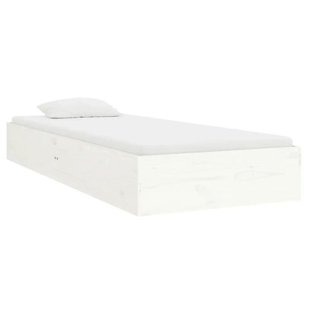 Bed Frame White Solid Wood 92x187 cm Single Size 820068