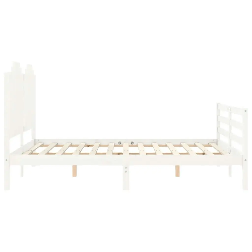 Bed Frame with Headboard White 153x203 cm Queen Solid Wood 3194187