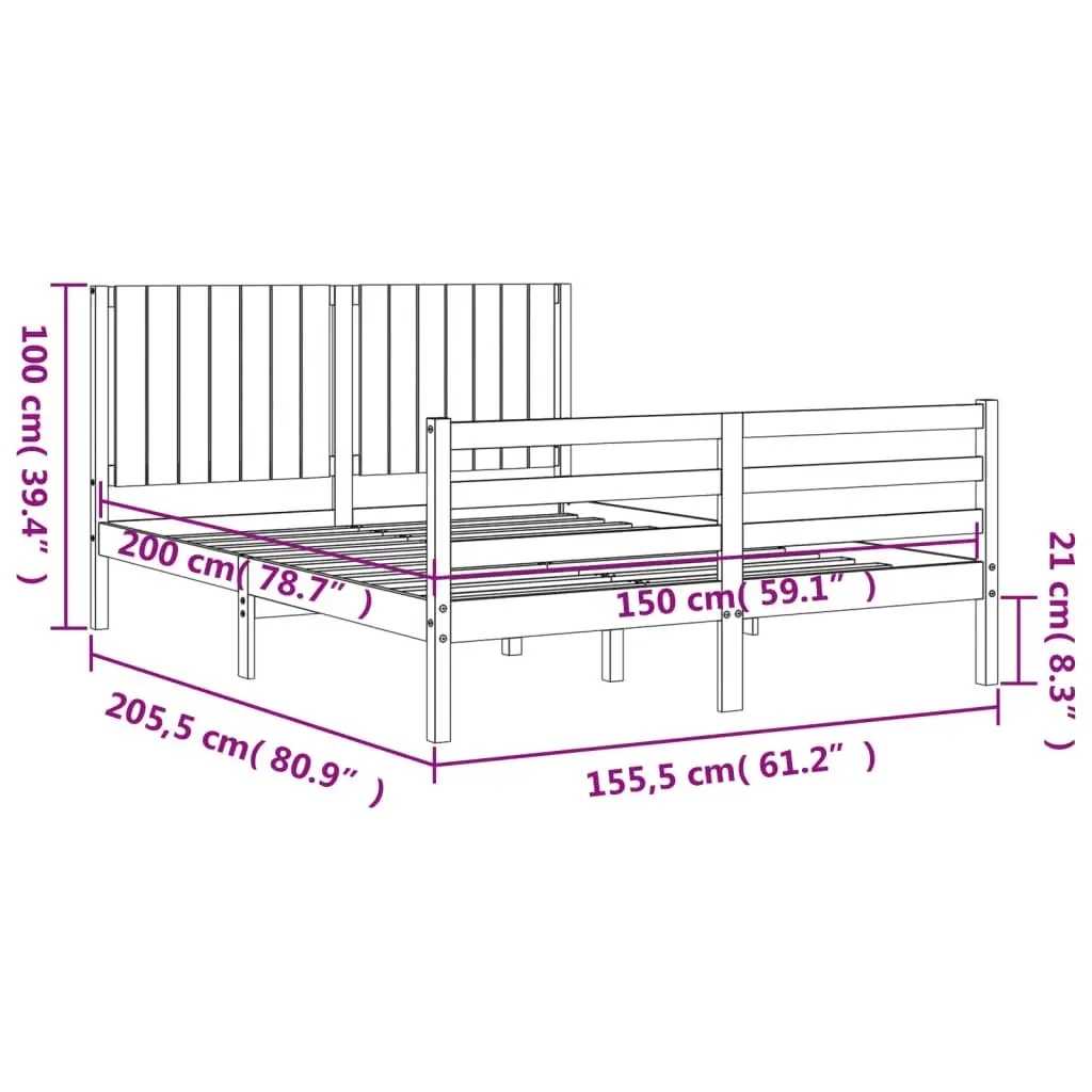 Bed Frame without Mattress White 150x200 cm Solid Wood 3194772