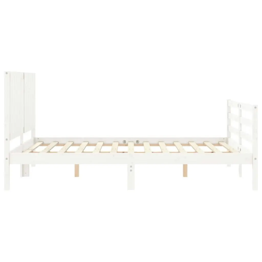 Bed Frame without Mattress White 150x200 cm Solid Wood 3194772