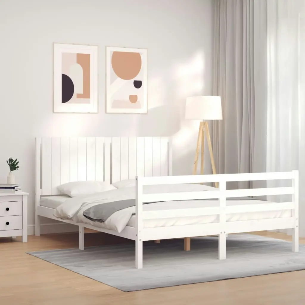 Bed Frame without Mattress White 150x200 cm Solid Wood 3194772