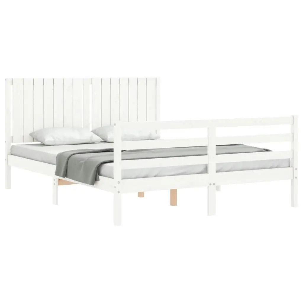 Bed Frame without Mattress White 150x200 cm Solid Wood 3194772