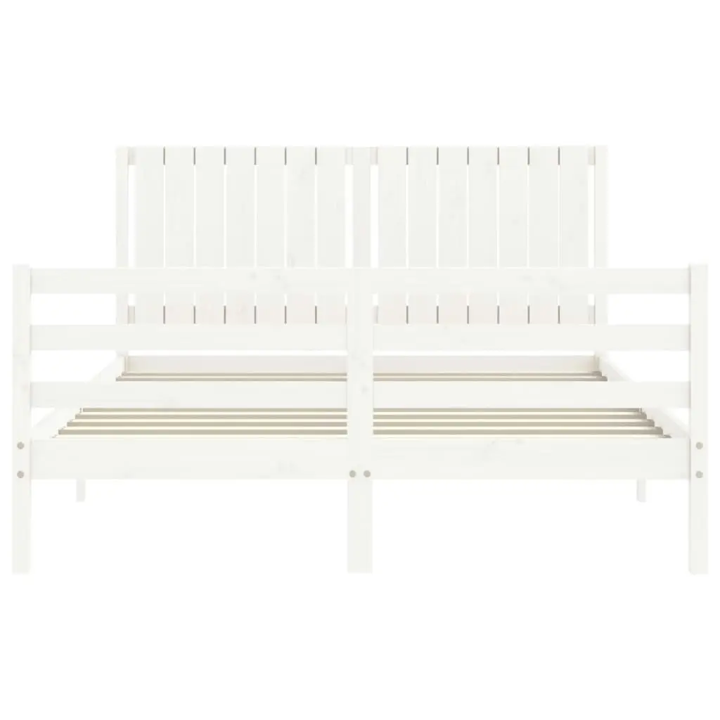 Bed Frame without Mattress White 150x200 cm Solid Wood 3194772