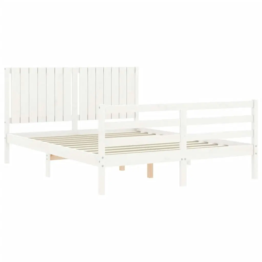 Bed Frame without Mattress White 150x200 cm Solid Wood 3194772