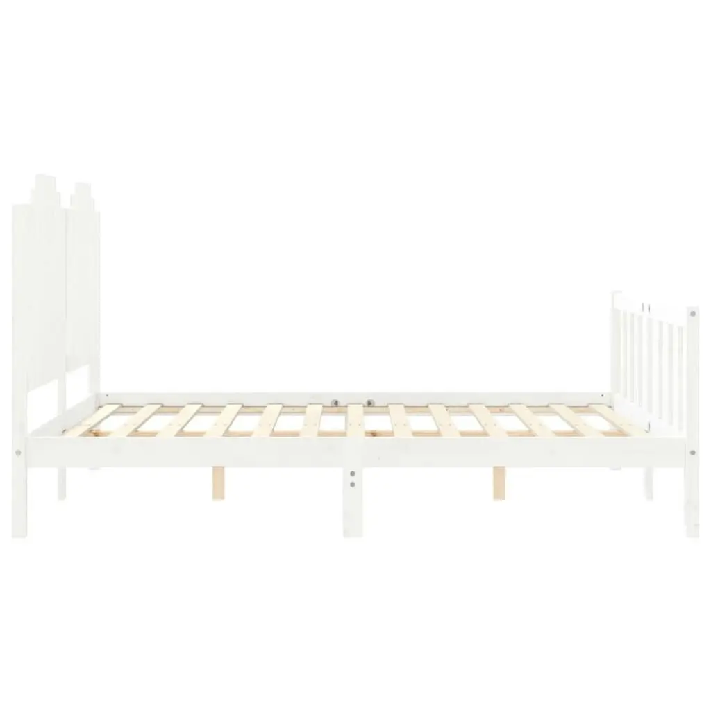 Bed Frame with Headboard White 153x203 cm Queen Solid Wood 3192302