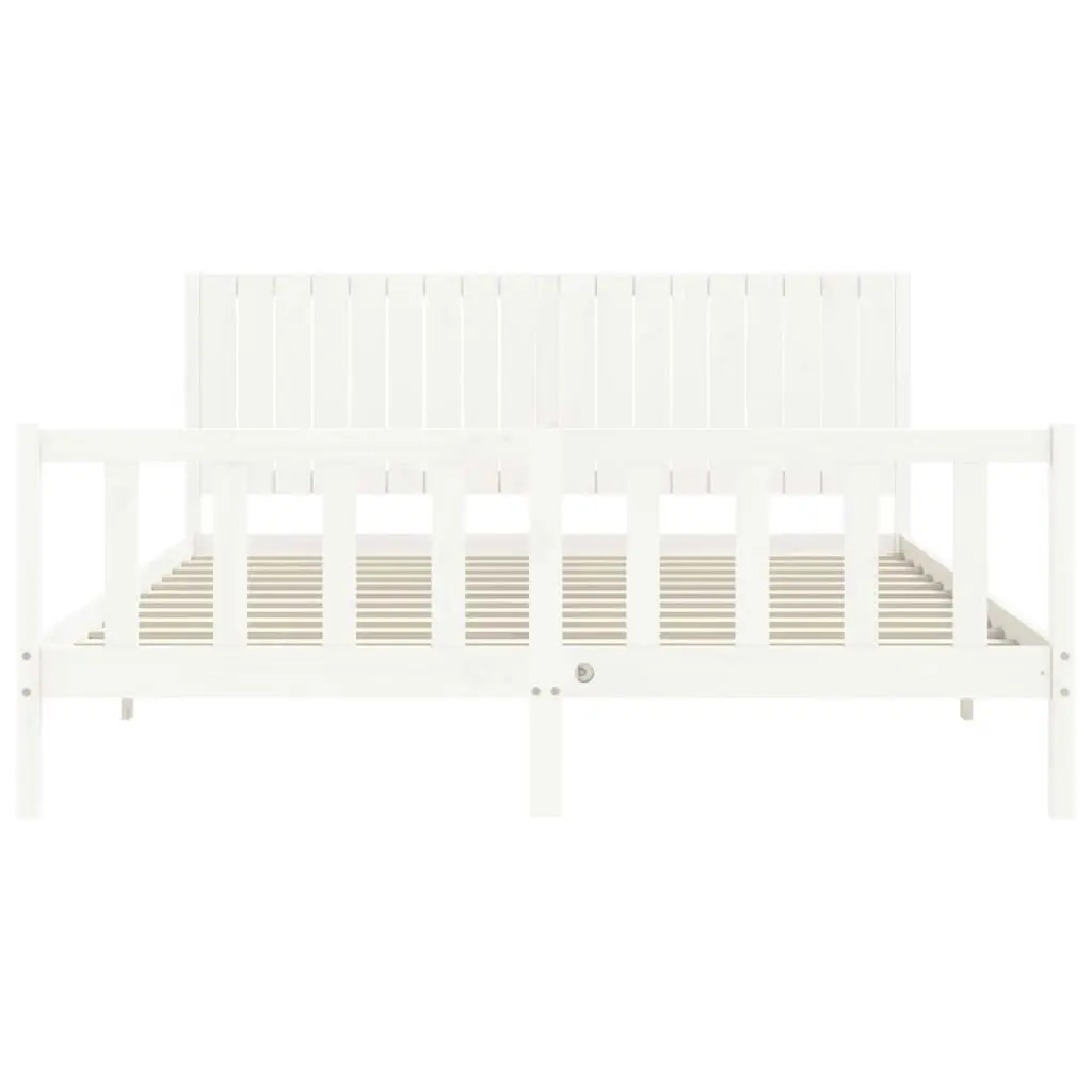 Bed Frame with Headboard White 183x203 cm King Solid Wood 3192962