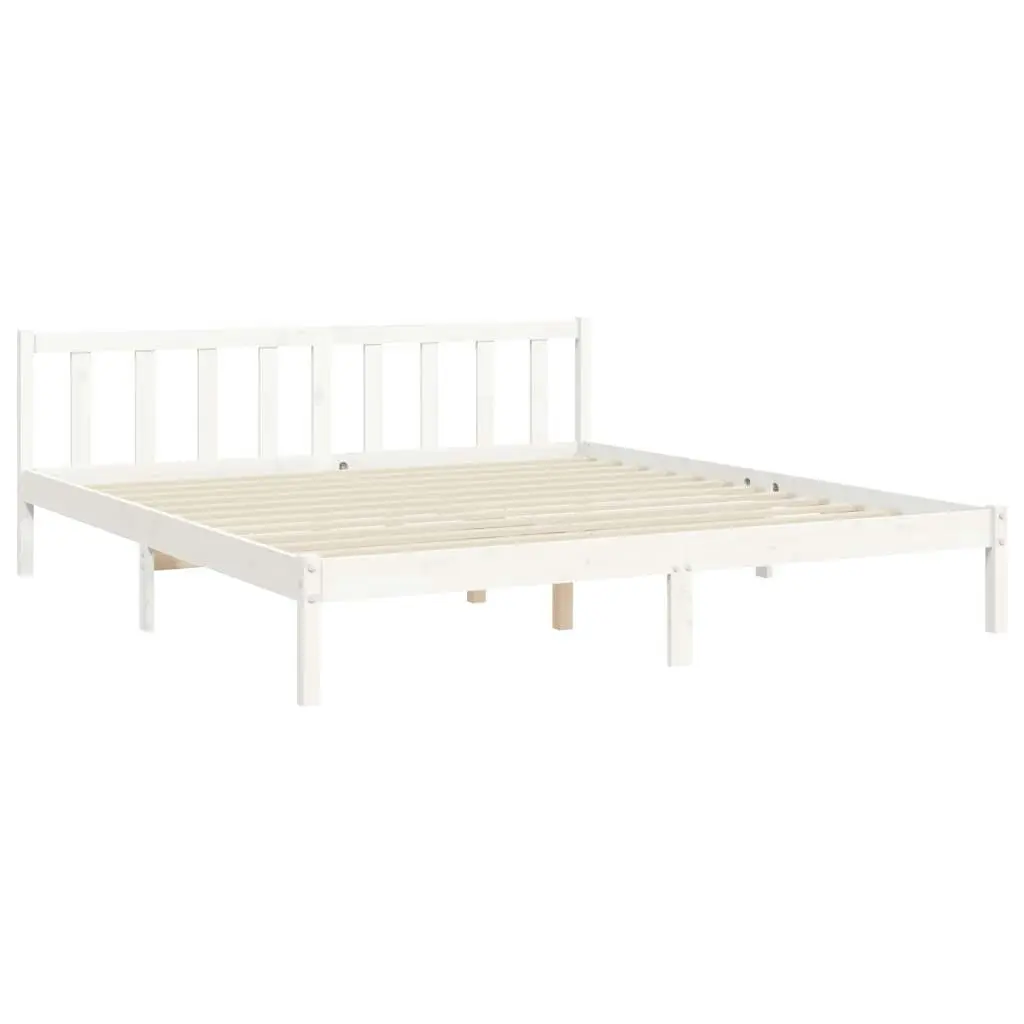 Bed Frame with Headboard White 183x203 cm King Solid Wood 3192962