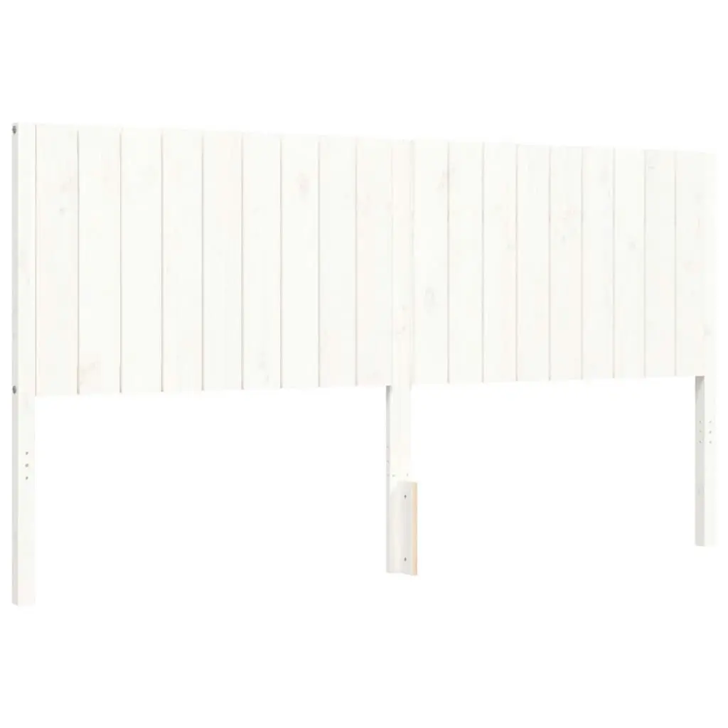 Bed Frame with Headboard White 183x203 cm King Solid Wood 3192962