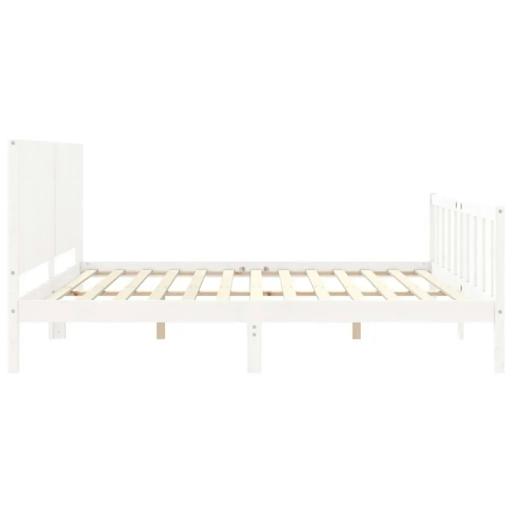 Bed Frame without Mattress White 183x203 cm King Solid Wood Pine 3192962