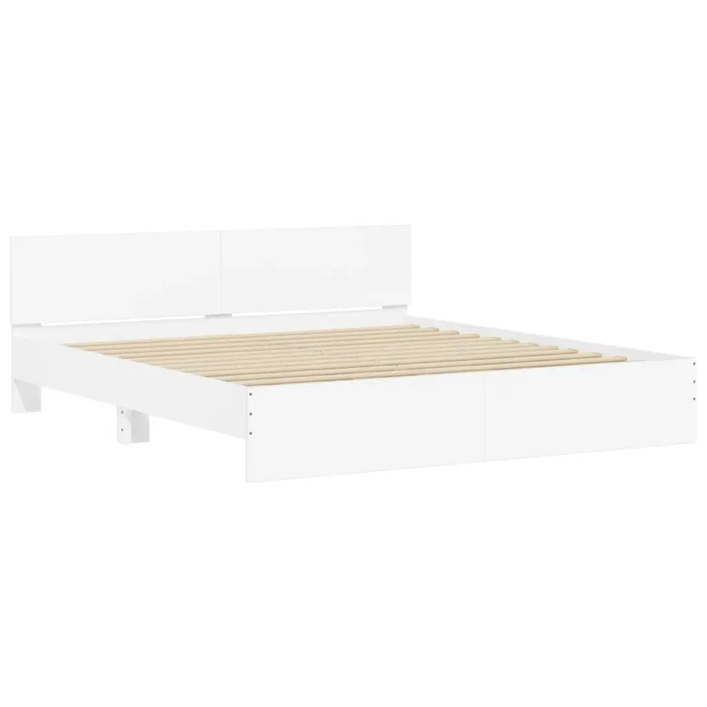 Bed Frame with Headboard White 183x203 cm King Size 3207462