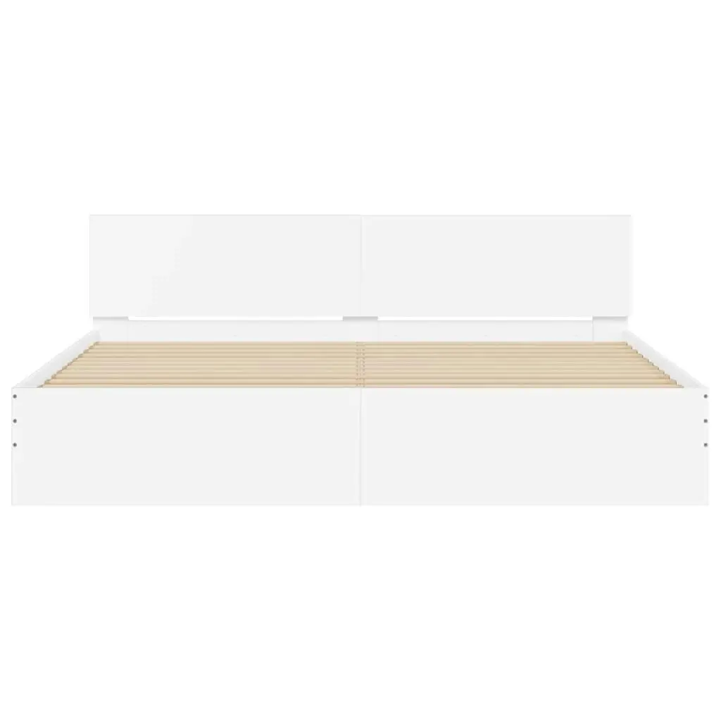 Bed Frame with Headboard White 183x203 cm King Size 3207462