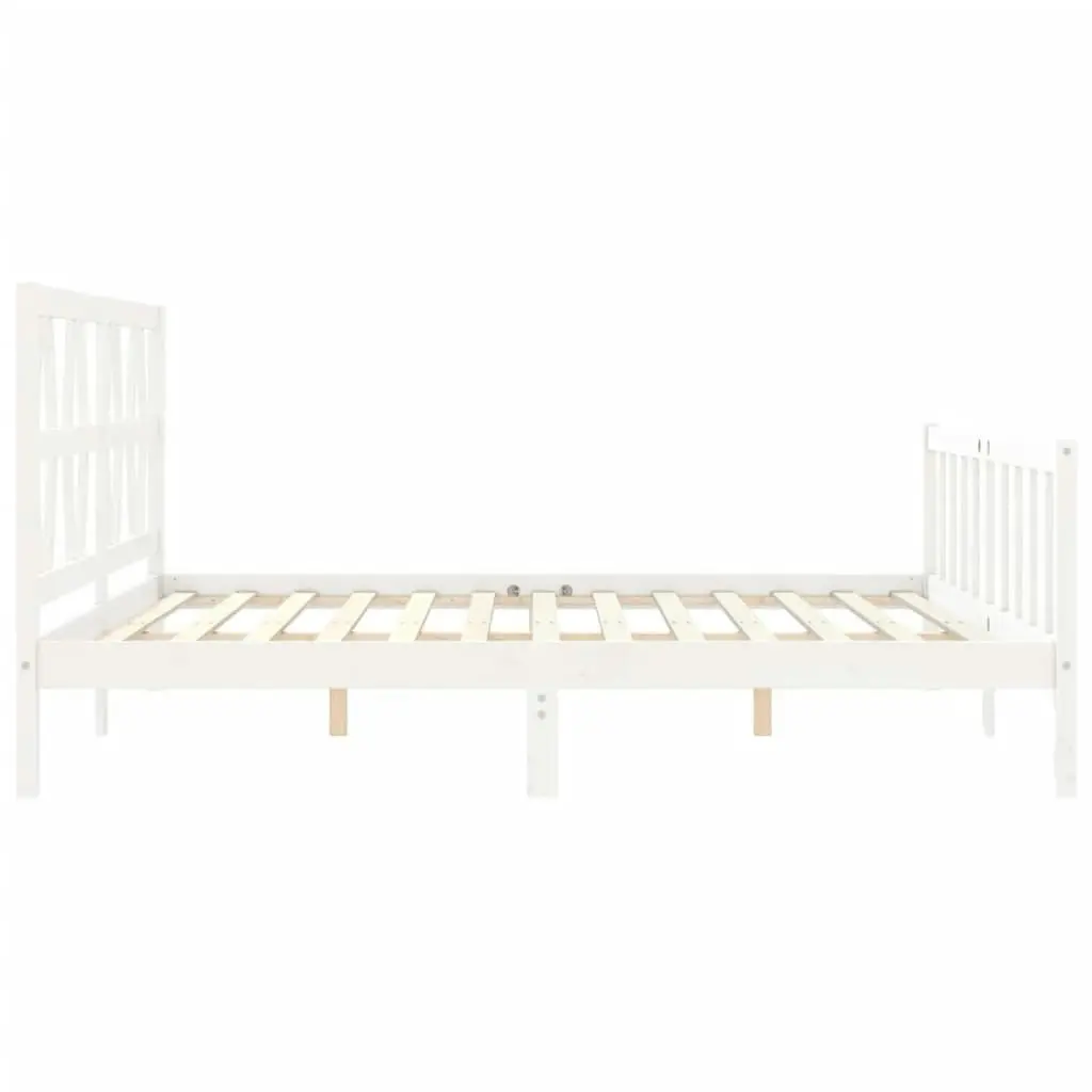 Bed Frame without Mattress White 183x203 cm King Solid Wood Pine 3192507