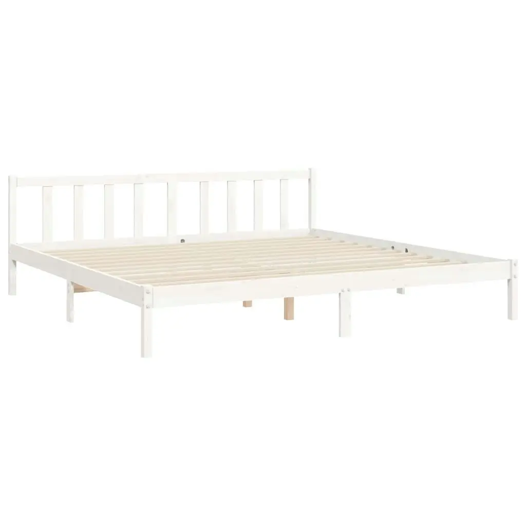 Bed Frame without Mattress White 183x203 cm King Solid Wood Pine 3192507