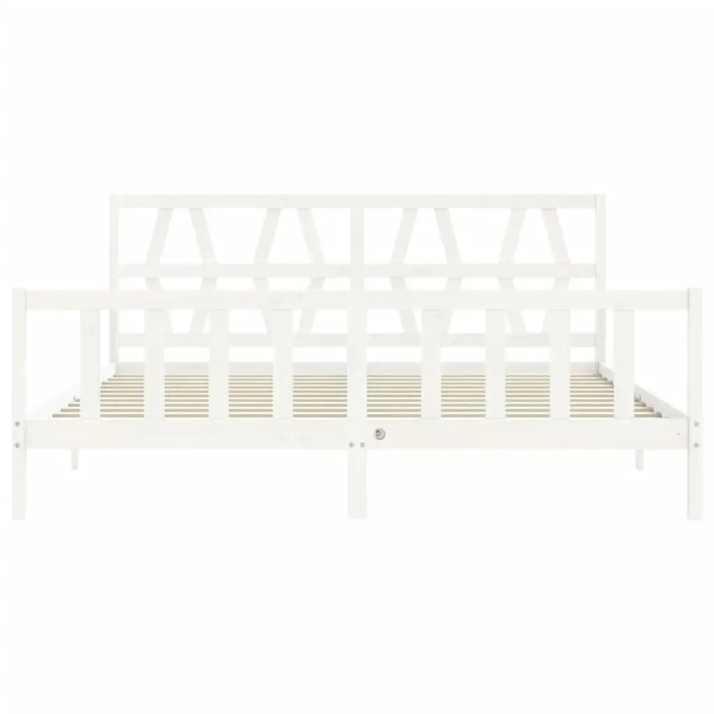 Bed Frame without Mattress White 183x203 cm King Solid Wood Pine 3192507