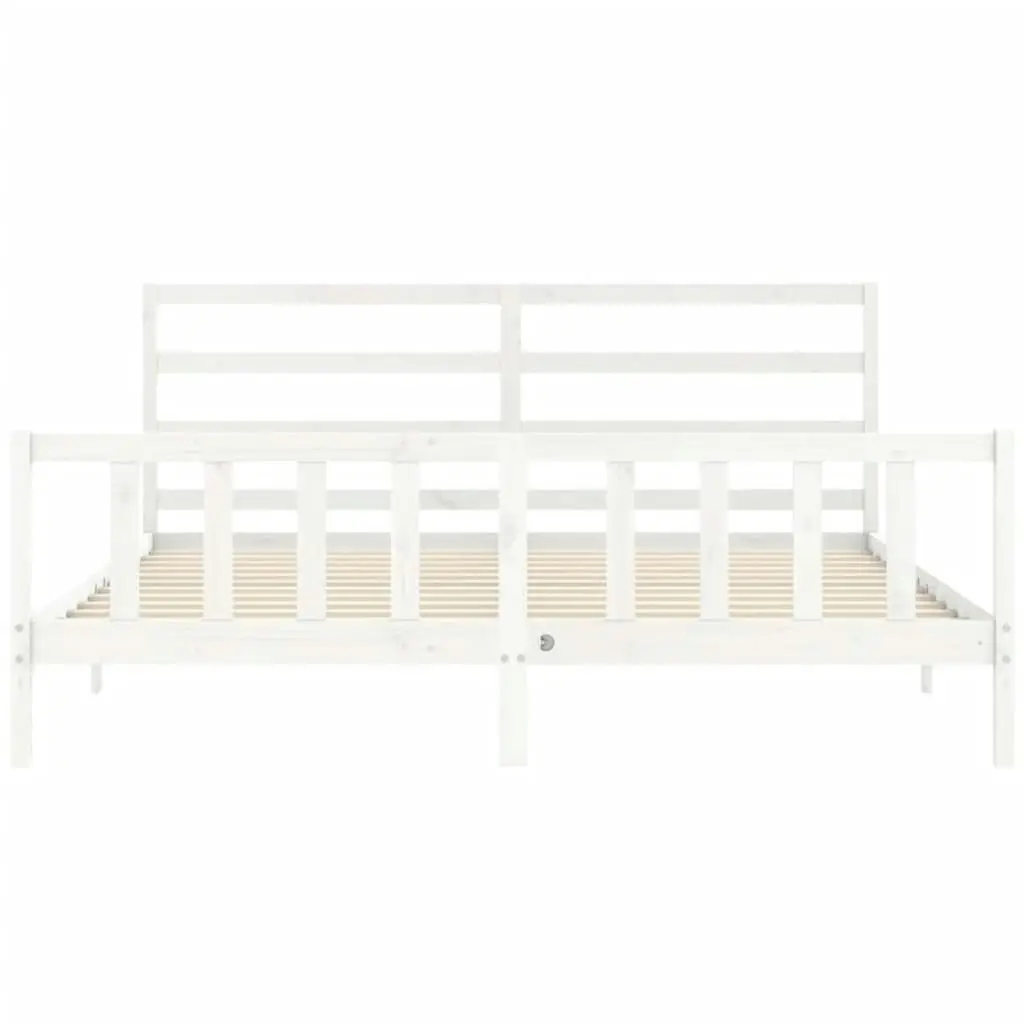 Bed Frame without Mattress White 183x203 cm King Solid Wood Pine 3191922