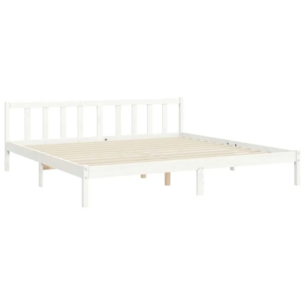 Bed Frame without Mattress White 183x203 cm King Solid Wood Pine 3191922