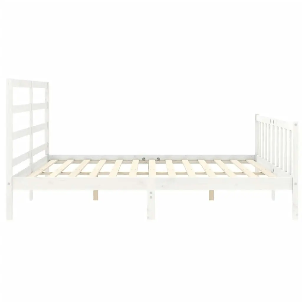 Bed Frame without Mattress White 183x203 cm King Solid Wood Pine 3191922