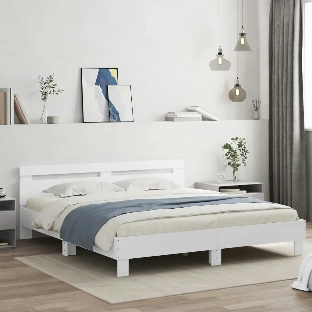 Bed Frame without Mattress White 183x203 cm King 3207399