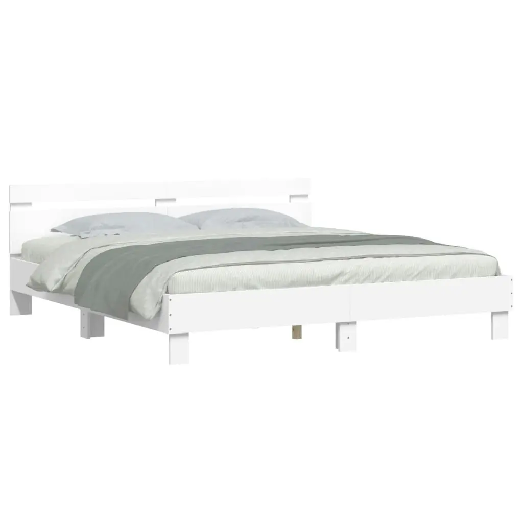 Bed Frame without Mattress White 183x203 cm King 3207399