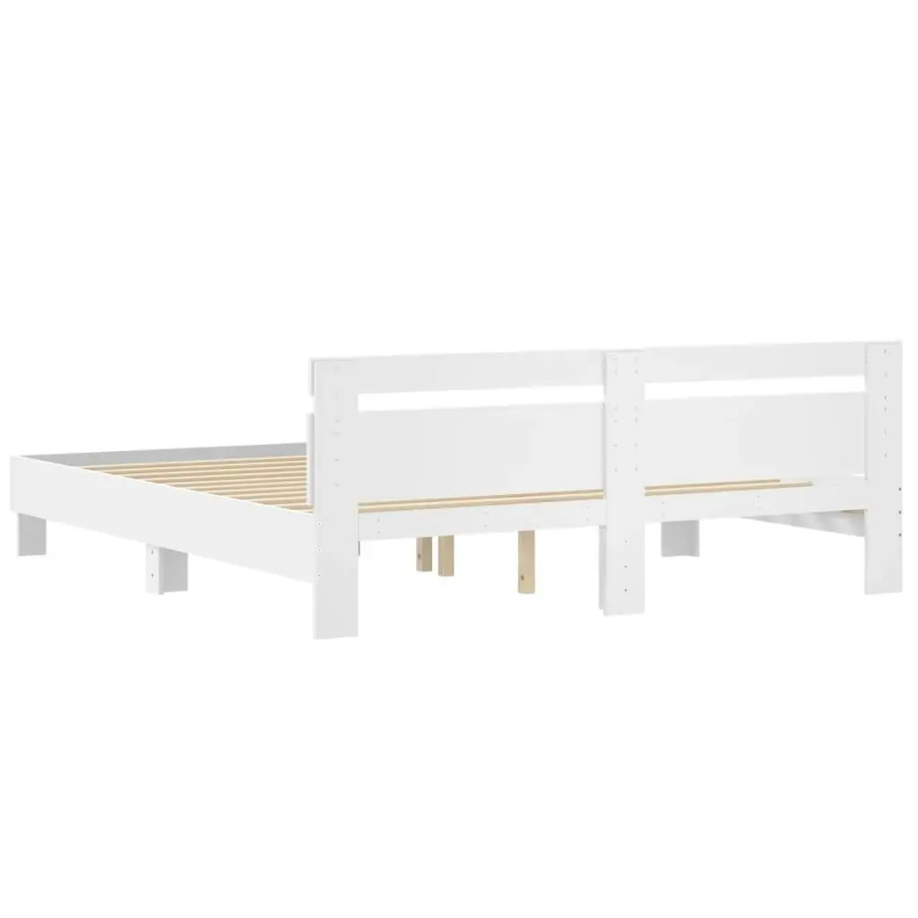 Bed Frame without Mattress White 183x203 cm King 3207399