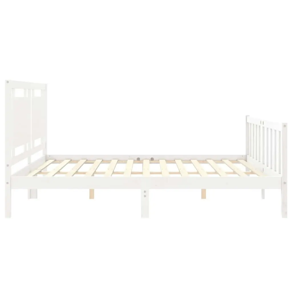 Bed Frame without Mattress White 183x203 cm King Solid Wood Pine 3192182