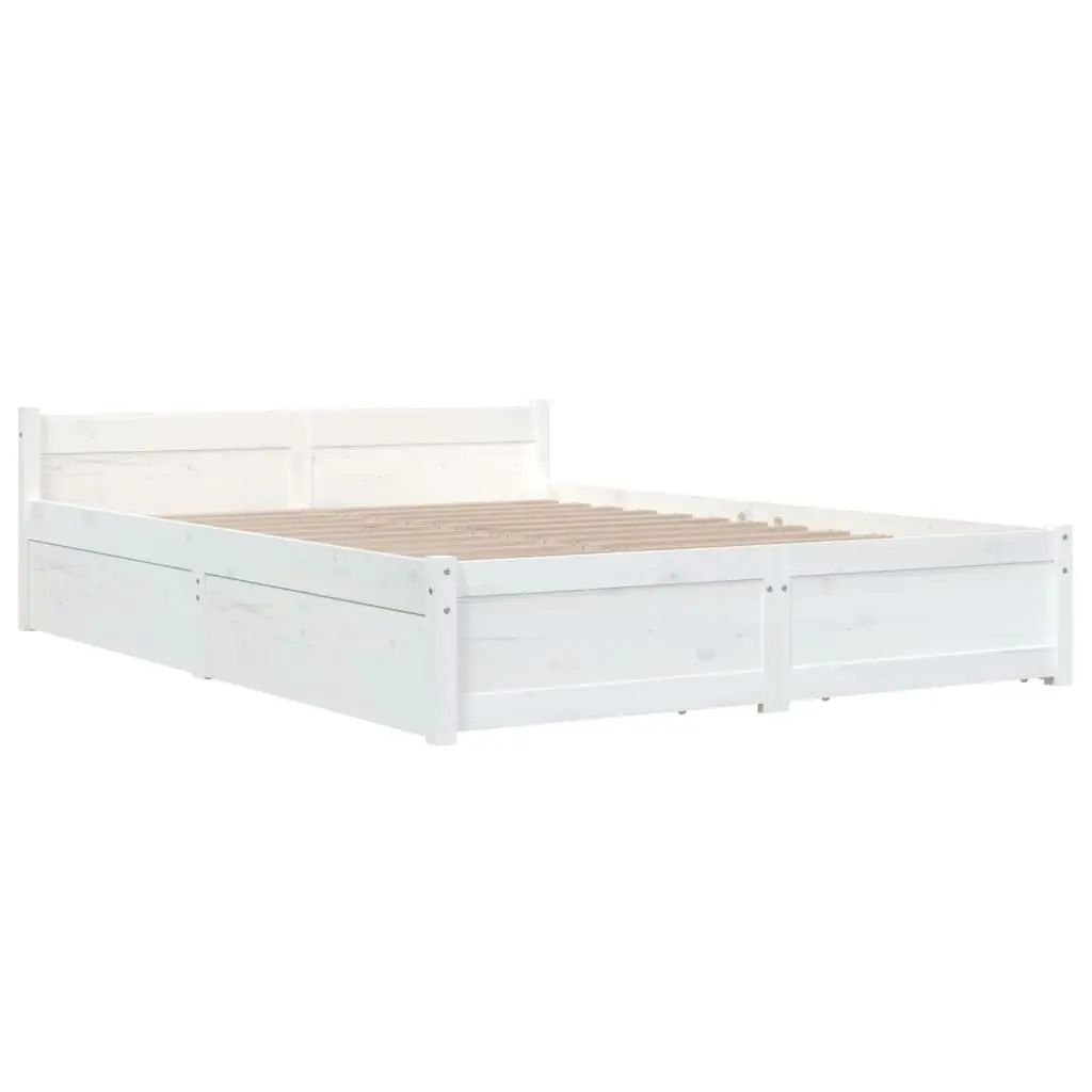 Bed Frame with Drawers White 153x203 cm Queen Size 3103565