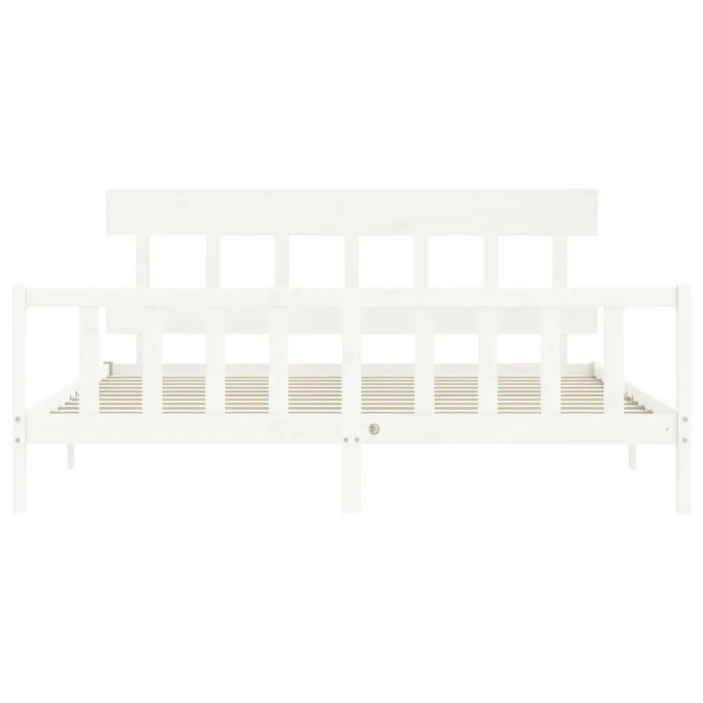 Bed Frame without Mattress White 183x203 cm King Solid Wood Pine 3193352