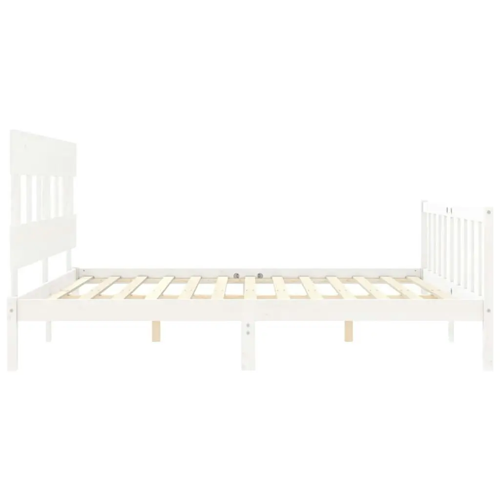 Bed Frame without Mattress White 183x203 cm King Solid Wood Pine 3193352