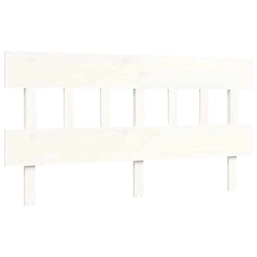 Bed Frame with Headboard White 153x203 cm Queen Solid Wood 3193342